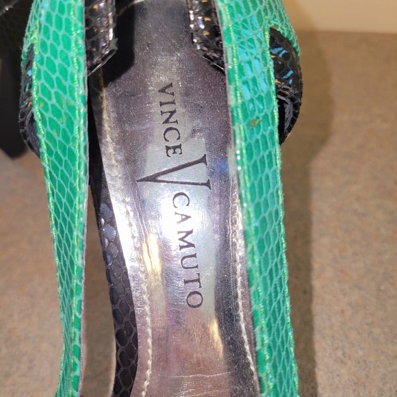 💚Vintage Vince Camuto Multi Color Faux Snakeskin Peep Toe Shoes Pumps💚 - Picture 8 of 9